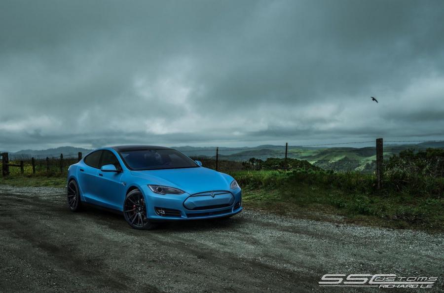 Tesla Model S P85D Frozen Blue by SSCustoms on ADV.1 Wheels '2015
